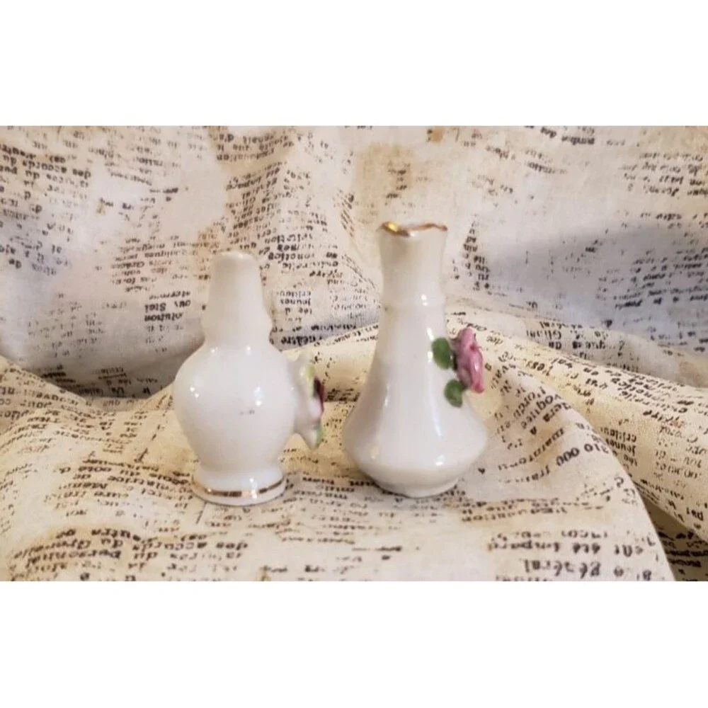 Elegant, Sophisticated - Two Vintage Miniature Pitchers with Floral Details